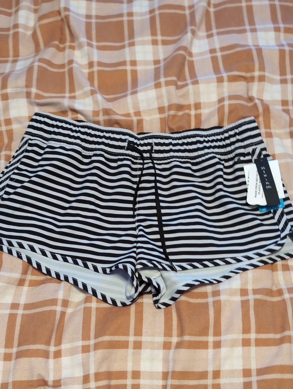 O'Neill Black and White Striped Swim Shorts